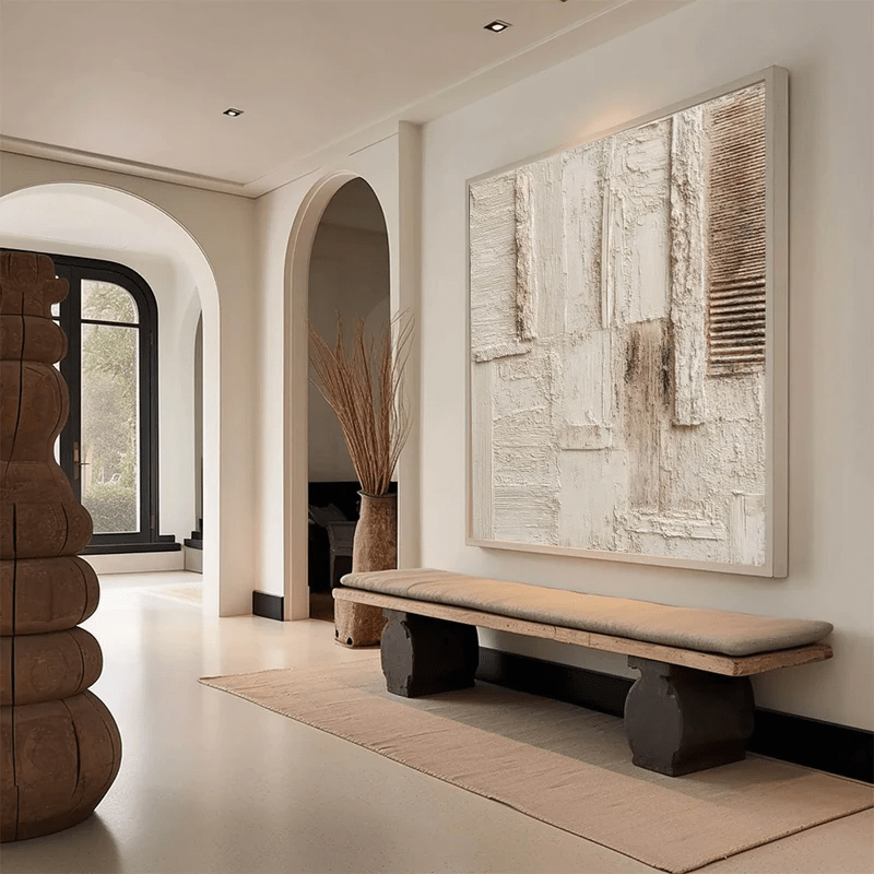 3D Heavy Texture Neutral Abstract Relief Painting EC0101 - Viral Wall Art